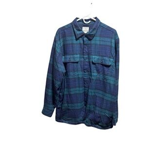 LL BEAN Blue Green Fleece Lined Flannel Shirt NWT Color: Black Watch  Sz Large